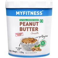 MYFITNESS All Natural Peanut Butter Smooth 1.25kg | 100% Roasted Peanuts | 25g Protein | Tasty Nut Butter | No Added Sugar & Salt | No Palm Oil | Zero Cholesterol | Unsweetened Peanut Butter Creamy