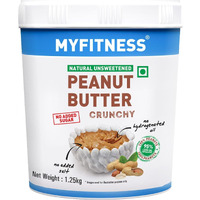 MYFITNESS All Natural Peanut Butter Crunchy 1.25kg | 100% Roasted Peanuts | 32g Protein | Tasty Nut Butter Spread | No Added Sugar & Salt | No Palm Oil | Zero Cholesterol | Unsweetened Peanut Butter