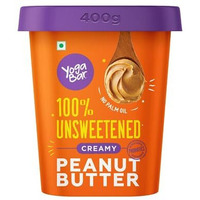 Yogabar 100% Pure Peanut Butter | Creamy & Yummy Unsweetened | Slow Roasted | Non-GMO Premium Peanuts | No Added Sugar - 400gm
