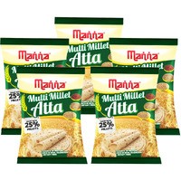 Manna Multigrain Atta/Multi Millet Atta 5Kgs (with Siridhanya Flour) | Certified Low GI Wheat Flour with 25% Millets | High Protein & Fibre | Diabetic Friendly |For Weight Loss (5 X 1Kg Packs)