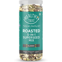 Healthy Treat Roasted 5 In 1 Super Seeds Mix 150Gm|Trail Mix|Seeds Mix|Roasted Seeds Mix For Eating|A Blend Of Pumpkin Seeds,Flax Seeds,Watermelon Seeds,Chia Seeds,& Sesame Seeds|Mixed Seeds