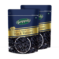 HappiloPremium Afghani fresh Seedless Black Raisins, 250gm (Pack of 2)