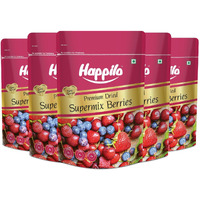 Happilo Premium Dried Super Mix Berries 200gm (Pack of 5) | Tasty & Healthy Berries | Rich in Antioxidant| Contains Dried Strawberries, Cranberries, Cherry & Raisins Mix | Real Dried Berries