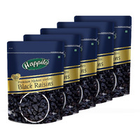 Happilo Premium Afghani Seedless Black Raisins 250 g (Pack of 5)| Kali Kishmish | Munakka Dry Fruits | Delicious & Healthy Snack | High in Antioxidants