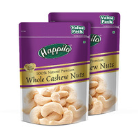 Happilo Premium Whole Cashew Nuts, Nutritious Dry Fruit, Healthy Snacks - Rich in Nutrients, Protein, Fiber, Vitamins 500g (Pack of 2)