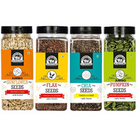 WONDERLAND FOODS Healthy & Tasty Lightly Roasted Chia, Jumbo Pumpkin, Jumbo SunFlower, Flax Seeds 800g Jar (200g X 4) Seeds Combo | Seeds For Eating | Immunity Booster Diet