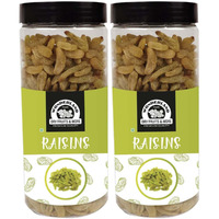 WONDERLAND FOODS Plain Seedless Green Raisin (Kishmish) Dried Grapes 1Kg (500g X 2) Jar | Nutritious | Rich in Iron & Vitamin B | Healthy Sweet Treats