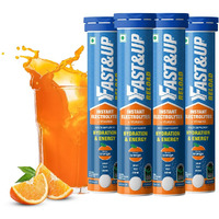 Fast&Up Reload (20 Litres) Low Sugar energy drink for Instant Hydration - 80 Effervescent Tablets with all 5 Essential Electrolytes + Added Vitamins - Certified Electrolytes Drink - Orange flavour