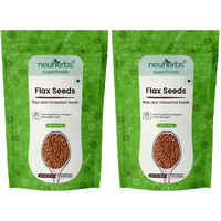 Neuherbs Raw Unroasted Flax Seeds with Fiber for Weight Management Combo Pack of 2-400G Each