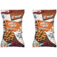 SHREGO Chilli Garlic Roasted Peanuts, Healthy Namkeen and Snacks, Pack of 2, 280G (2X140G)