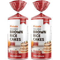 PINTOLA Organic Brown Rice Cake - Multigrain (Unsalted, Pack of 2) (130 g x 2), Gluten-Free Snack for Weight Loss, Made with 9 Wholegrains, Soy and Yeast-Free, Taste Best With Peanut Butter, Low Fat, 30 calorie per cake