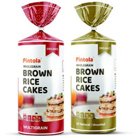 Pintola Organic Wholegrain Brown Rice Cakes Combo Pack (All Natural) (Multigrain and Unsalted) (130 g x 2)