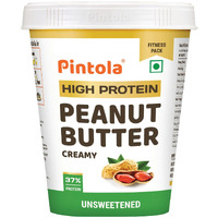 Pintola High Protein All Natural Peanut Butter | Unsweetened | 37% Protein | Imported Whey Protein and Roasted Peanuts (Creamy, 1kg)