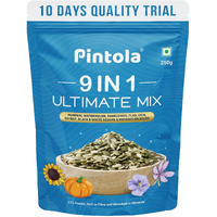 Pintola Premium & Wholesome 9 in 1 Ultimate Mix Seeds Contains Pumpkin, Watermelon, Sunflower, Flax, Chia, Soynut, Black & White Sesame & Muskmelon Seeds, 9 Varieties, 250g, High Fiber and Nutrients