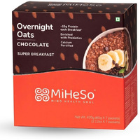 MiHeSo Mind Health Soul Miheso Overnight Oats (Chocolate) 420G|Healthy Oatmeal Breakfast|Ideal For Weight Loss,Fitness|No Refined Sugar|High Protein,Calcium&Fibre|Gluten Free|Added Probiotics