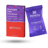 MiHeSo Mind Health Soul Overnight Oats 60g | Wholegrain Premium Oats | No Preservatives| Loaded with Super Seeds | High Protein, Calcium and Fibre Content (Mixed Berries - Sampler)
