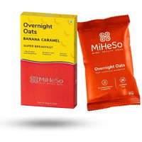MiHeSo Mind Health Soul Overnight Oats 60g | Wholegrain Premium Oats | No Preservatives| Loaded with Super Seeds | High Protein, Calcium and Fibre Content (Banana Caramel - Sampler)