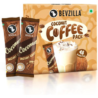 Bevzilla 48 Instant Coffee Powder Sachets (Coconut) - 96 Grams| Hot & Cold Coffee| Makes 48 Cups| 100% Arabica Coffee| Strong Coffee| Easy To Carry| Best Coffee| Espresso, Latte, Cappuccino