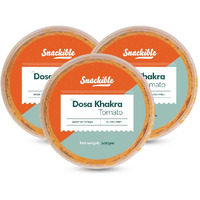Snackible Tomato Dosa Khakhra (Pack of 3) 3x100gm | Healthy Snack | Made with Ragi | Gluten Free | Source of Protein | No Preservatives