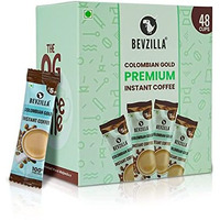 Bevzilla 48 Instant Coffee Powder Sachets (Colombian Gold) - 96 Grams| Hot & Cold Coffee| Makes 48 Cups| 100% Arabica Coffee| Strong Coffee| Easy To Carry| Best Coffee| Espresso, Latte, Cappuccino