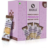 Bevzilla 48 Instant Coffee Powder Sachets (French Vanilla) - 96 Grams| Hot & Cold Coffee| Makes 48 Cups| 100% Arabica Coffee| Strong Coffee| Easy To Carry| Best Coffee| Espresso, Latte, Cappuccino