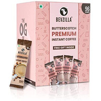 Bevzilla 96 Instant Coffee Powder Sachets (Butterscotch) - 192 Grams| Hot & Cold Coffee| Makes 96 Cups| 100 % Arabica Coffee| Strong Coffee| Easy To Carry| Best Coffee| Espresso, Latte, Cappuccino| Premium