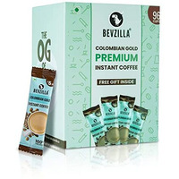 Bevzilla 96 Instant Coffee Powder Sachets (Colombian Gold) - 192 Grams| Hot & Cold Coffee| Makes 96 Cups| 100 % Arabica Coffee| Strong Coffee| Easy To Carry| Best Coffee| Espresso, Latte, Cappuccino| Premium