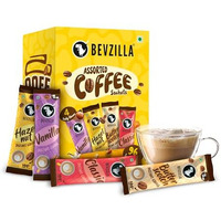 Bevzilla 96 Instant Coffee Powder Sachets(4 Flavours) - 2 Gram Each Sachet| Turkish Hazelnut, Colombian Gold, French Vanilla & English Butterscotch | 24 Sachets Each Flavour| Hot & Cold Coffee| Makes 96 Cups| 100 % Arabica Coffee| Strong Coffee| Easy To Carry| Best Coffee| Espresso, Latte, Cappuccino