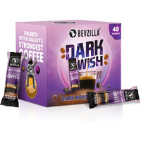 Bevzilla 48 Black Roast Coffee Sachets - 96 Grams(Dark Wish Coffee) | Black Roast Rich & Dark Instant Coffee Powder | Strongest Coffee| Expresso, Cappuccino, Latte| Dark Wish Arabica Coffee | Bold & Intense| Premium Coffee| Makes 48 Cups