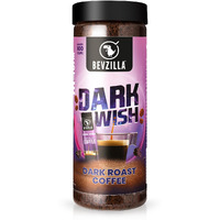 Bevzilla 200 Gram Black Roast (Dark Wish) Strong Coffee | Make 100 Cups | Dark Wish Rich & Dark Instant Coffee Powder | Bold & Intense| Premium Coffee | 100% Arabica Coffee| Espresso, Cappuccino, Latte| High Caffeine