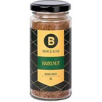 Brew & Bliss Hazelnut Coffee | 60g | Instant Flavored Cafe Style Coffee | 100% Authentic Strong Coffee Powder for Hot & Cold