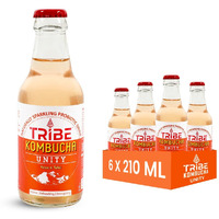 Tribe Kombucha Naturally Sparkling Probiotic Herbal Tea | Rose & Tulsi | Gut Friendly | Gluten free | Antioxidant and Hydration | Unity | Pack of 6 |210 ML