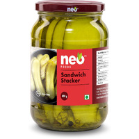 Neo Sandwich Stackers 480G I 100% Vegan I Low Fat Sweet and Salty Gherkin Slices, Ready to Eat, No GMO I Make Burger, Sandwich and More (Pack of 1)