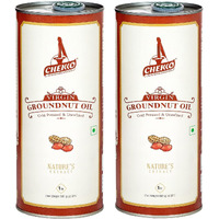 Chekko Cold Pressed Groundnut/Peanut Oil (Virgin, Kachi Ghani, Chekku) | 100% Natural, Pure & Wood Pressed (2L) for Cooking - (1 Litre*Pack of 2)