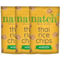 Natch Thai Sticky Rice Chips, Gluten Free, Vegan, Party Family Pack, All Natural Crunchy Crackers (Wasabi) 100 Gm (Pack of 3)