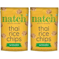 Natch Thai Sticky Rice Chips, Gluten Free, Vegan, Party Family Pack, All Natural Crunchy Crackers (Wasabi) 100 Gm Each (Pack of 2)