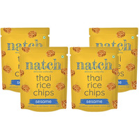 Natch Thai Sticky Rice Chips, Gluten Free, Vegan, Party Family Pack, All Natural Crunchy Crackers (Sesame) 25gm Each (Pack of 4)