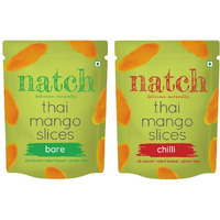 Natch Dried Thai Mango Slices, 100% All Natural, Vegan, Gluten Free, No Artificial Preservatives, Trans Fat Free, Rich in Antioxidants, Bare and Chili Flavour, 60gm each (Pack of 2)