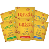 Natch Thai Sticky Rice Chips, 100% All Natural, Vegan, Gluten Free, No Artificial Preservatives, Trans Fat Free, Low Calorie, Sesame Butter, Wasabi, Sweet Chilli Flavour, 25gm each (Pack of 6)