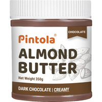 Pintola Almond Butter Dark Chocolate Creamy 350g, | High Fiber | Smooth | Gluten & Cholesterol Free | 14g Protein | Made with dark chocolate & fresh almonds