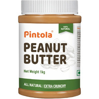 Pintola All Natural Peanut Butter EXTRA CRUNCHY 1kg, 30g Vegan Protein, 100% Pure Roasted Peanuts, Non Gmo, High in Protein Spread, Gluten & Cholesterol Free, Nut Butter, Peanut Butter Unsweetened