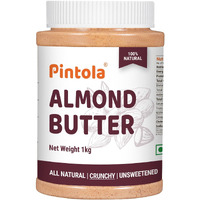 Pintola Almond Butter Crunchy 1kg - All Natural Unsalted Butter, Healthy Almond Butter Unsweetened for Bread Spreads, Vegan Almond Butter
