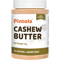 Pintola Cashew Butter 1kg - All Natural Vegan Cashew Butter, Gluten Free & Cholesterol Free, Healthy Cashew Butter Unsweetened for Bread Spreads, Made with Fresh Cashews, Source of Fiber & Protein