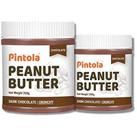 Pintola Peanut Butter Chocolate Flavour Crunchy 350g (Pack of 2) - 18.6g Protein & 5.2g Dietary Fiber, Made with Premium Roasted Nuts & Cocoa, Gluten Free, Zero Cholesterol & Trans Fat, Dark Chocolate