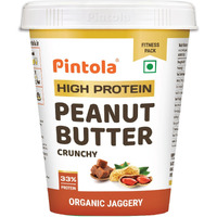 Pintola HIGH Protein ORGANIC JAGGERY Peanut Butter Crunchy 510g with 33g Protein & 7g Fiber, Whey Protein Peanut Butter, Vegan Gluten Free, Zero Added Salt, Cholesterol Free, 100% Roasted Peanuts