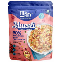 Fit & Flex Baked And Healthy Rich Cereal Fruity Crunch Muesli, Oat Rich Cereal With High Protein, Ready To Eat Breakfast Cereal - As Seen on Shark Tank India - 450 gm (Pack Of 1)