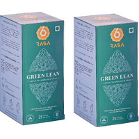 6rasa Green Lean Tea|Green Tea With A Desi Twist|16 Ayurvedic Spices|For Weight Management|100% Natural Herbs & Spices|No Added Sugar (2.0 Gram Each, 25 Tea Bags) (Pack Of 2)