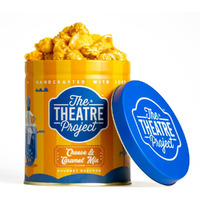 The Theatre Project Cheese & Caramel Mix Popcorn Tin - Gourmet Savory Cheddar Cheese and Sweet Caramel Flavors - Perfect Snack for Movie Nights and Special Occasions - 1 Tin (88g)