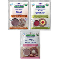 TummyFriendly Foods Certified Organic Ragi Porridge Mixes | Rich in Calcium, Fibre & Micro-Nutrients |3 Packs, 50g Each