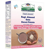 TUMMY FRIENDLY Foods ; Bio-Available Nutrition Usda Certified Organic Sprouted Ragi,Almonds,Oats,Sweet Potato Porridge Mix|Baby Food For 8 Month Baby|Trial Baby Packs Too|Shelf-Life 9 Month|200G